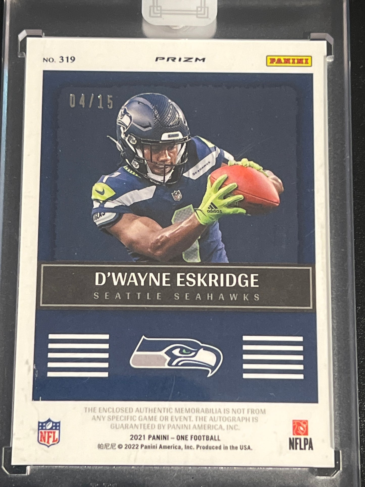 2021 Panini One D'WAYNE ESKRIDGE - Patch Card - AUTO 04/15 #319