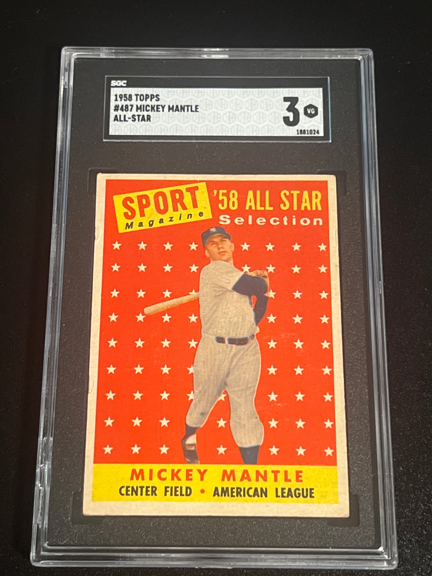 1958 Topps MICKEY MANTLE - SGC 3 #488