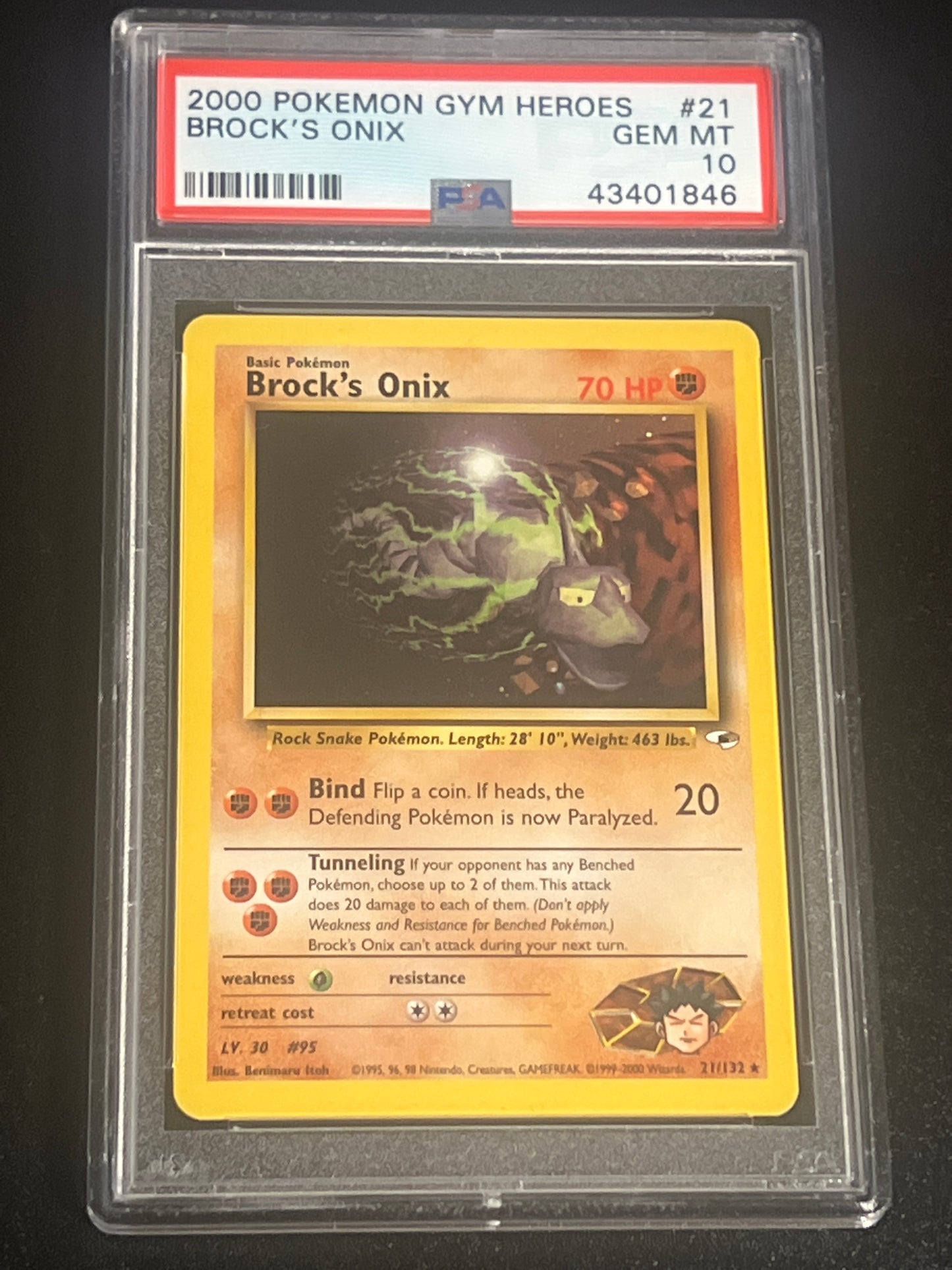 2000 Pokemon GYM Heroes BROCK'S ONIX - PSA 10