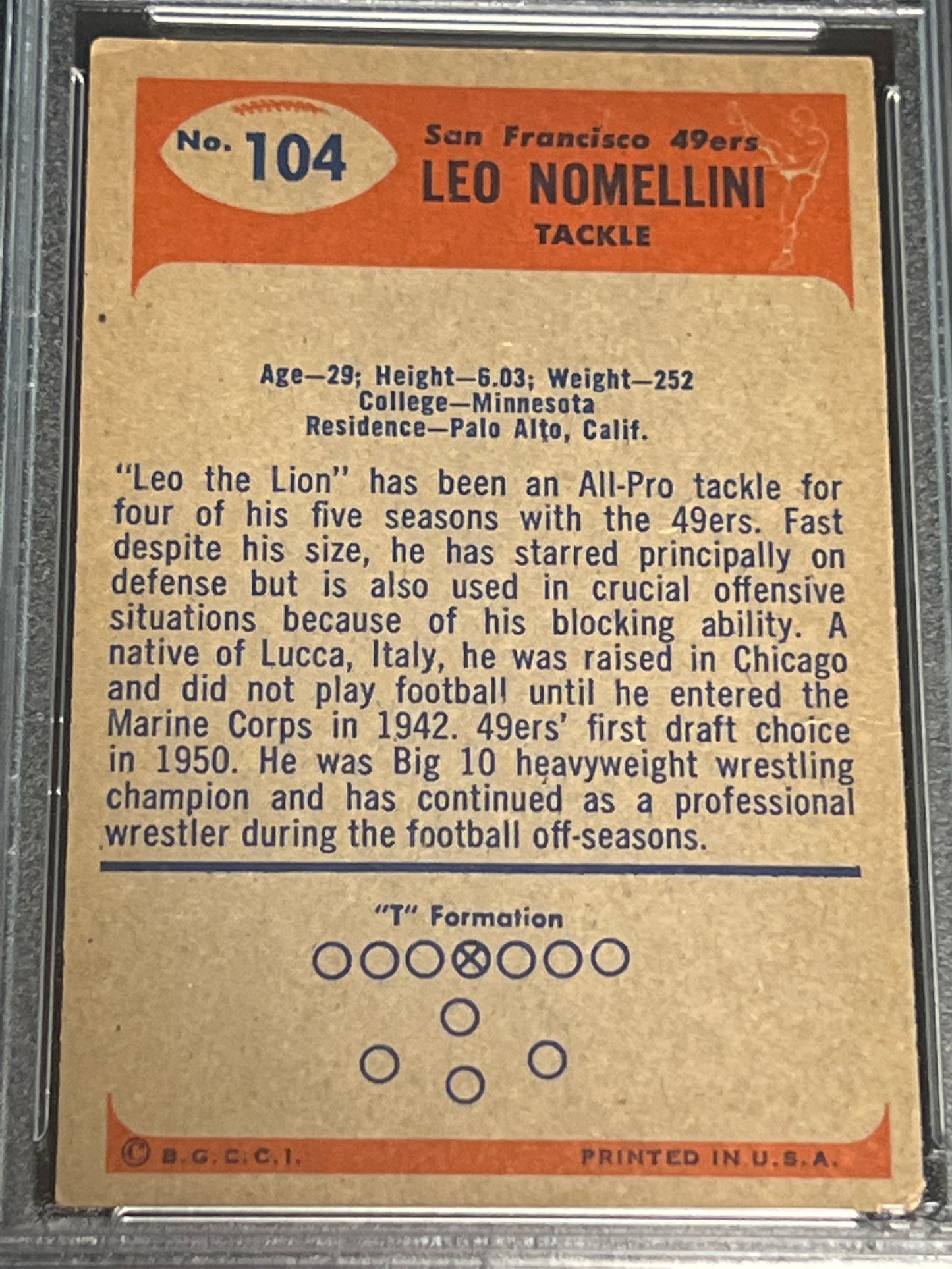 1955 Bowman LEO NOMELLINI - #104 - PSA 4