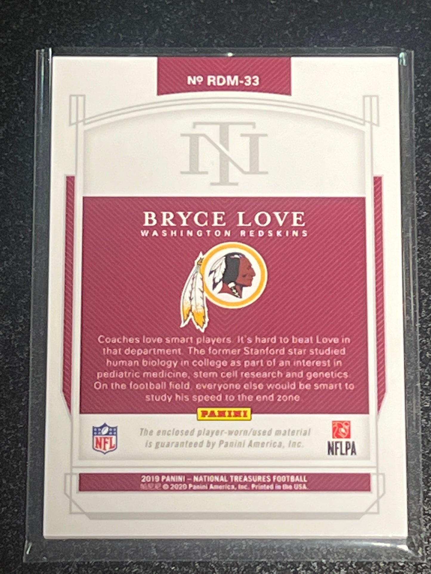 2019 Panini Nat. Treas. BRYCE LOVE - Patch - 03/49 - #RDM-33