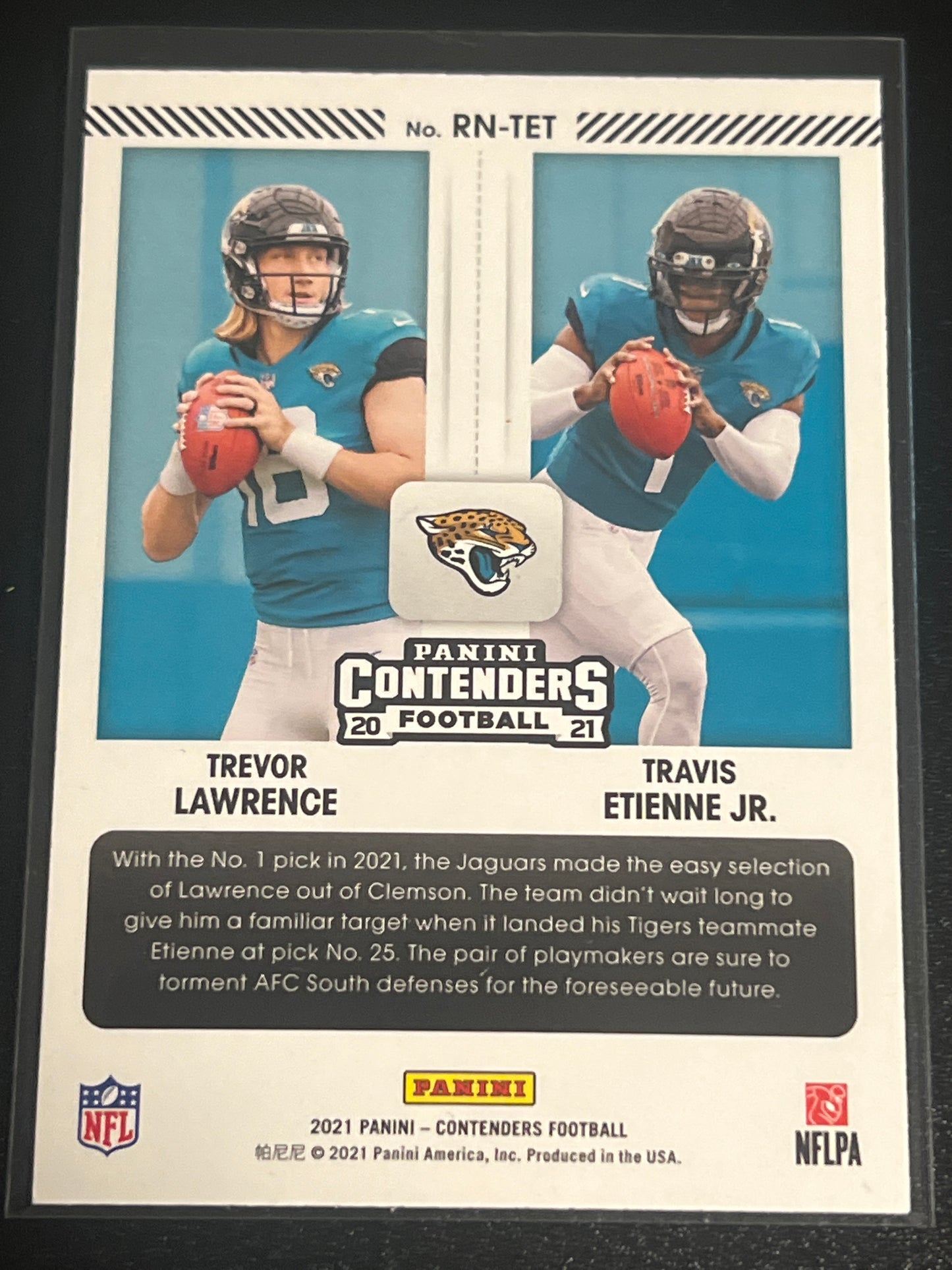 2021 Panini Contenders TREVOR LAWRENCE / TRAVIS ETIENNE - #RN-TET