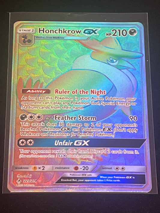 2019 Pokemon HONCHKROW GX - Rainbow Holo - #223