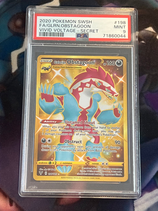 2020 Pokemon GALARIAN OBSTAGOON - Holo - Graded PSA 9 - #198