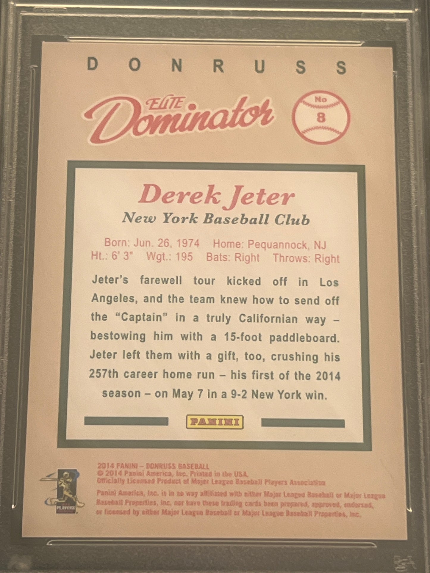 2014 Donruss DEREK JETER - Elite Dominator 641/999 Ser. 2 - PSA 9