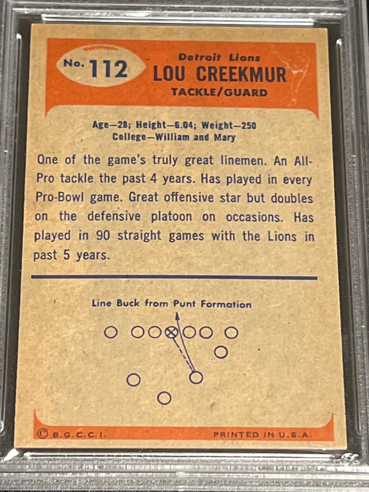 1955 Bowman LOU CREEKMUR - PSA 5 #112