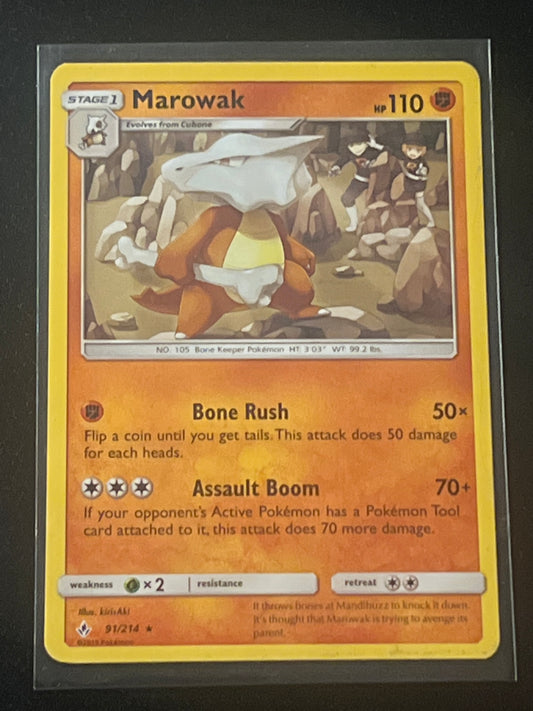 2019 Pokemon MAROWAK- Non-Holo - #91