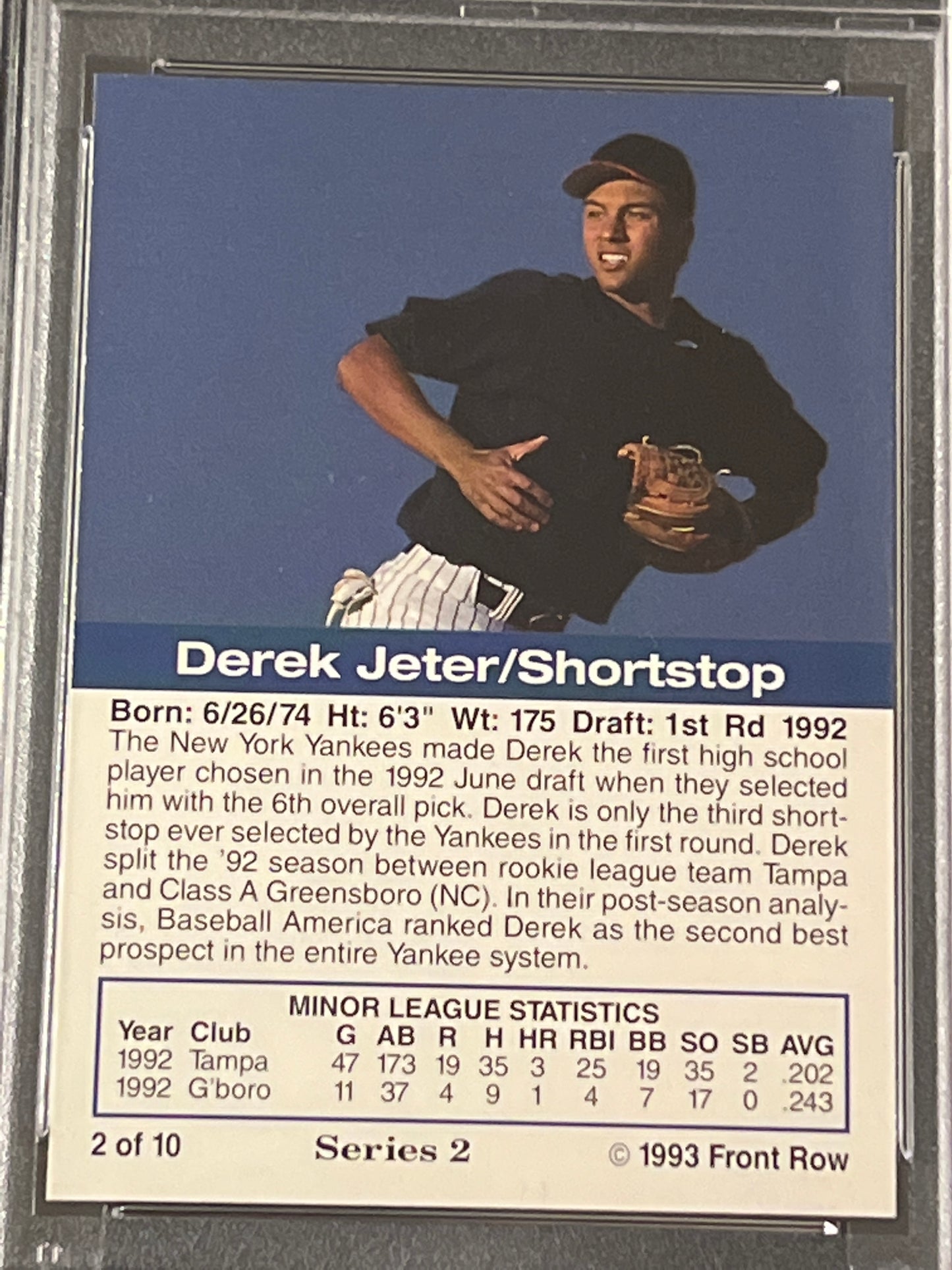 1993 Front Row - Gold Collection - DEREK JETER - RC - #2  - PSA 9