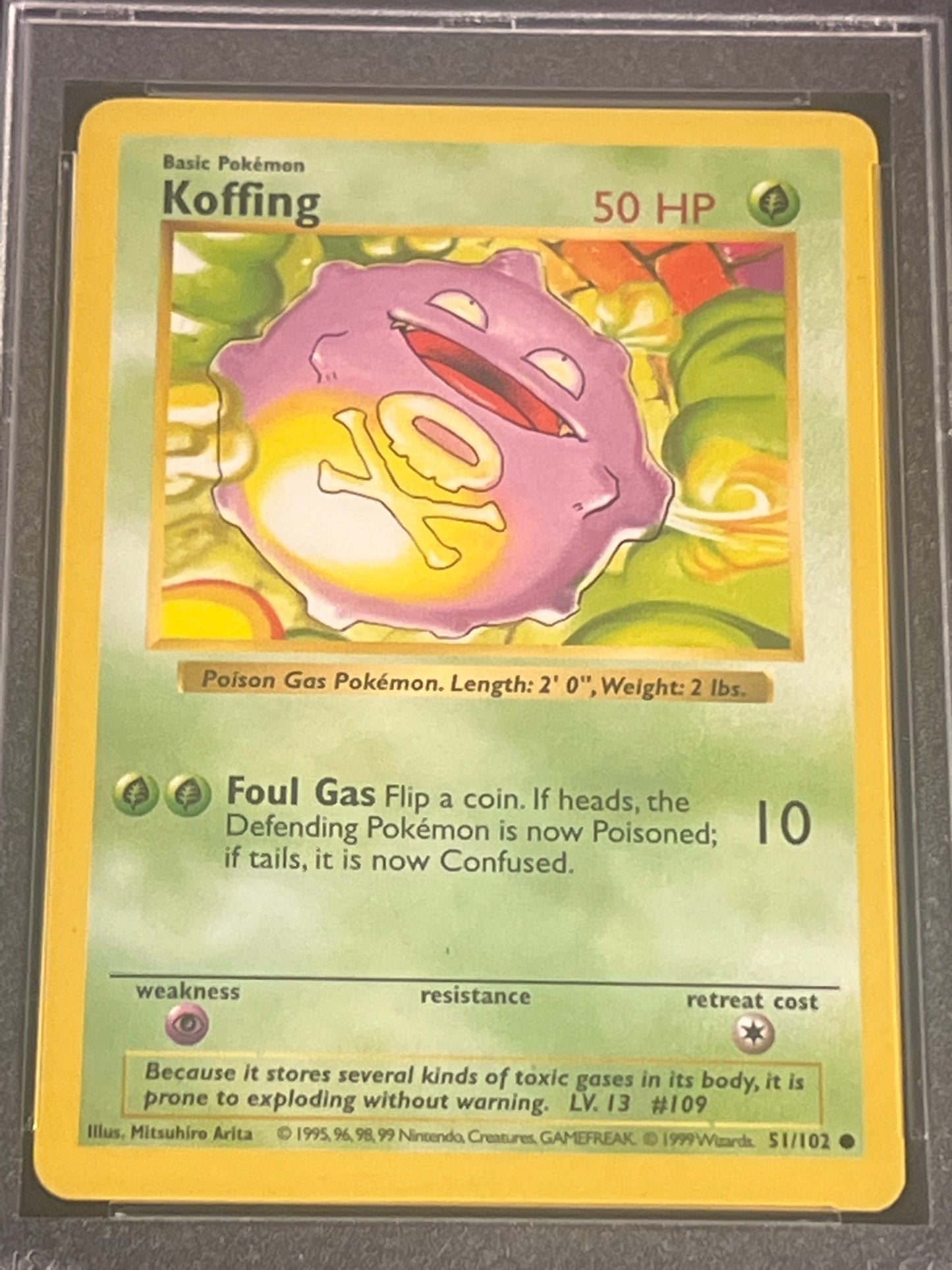 1999 Pokemon Game KOFFING - Shadowless - PSA 10