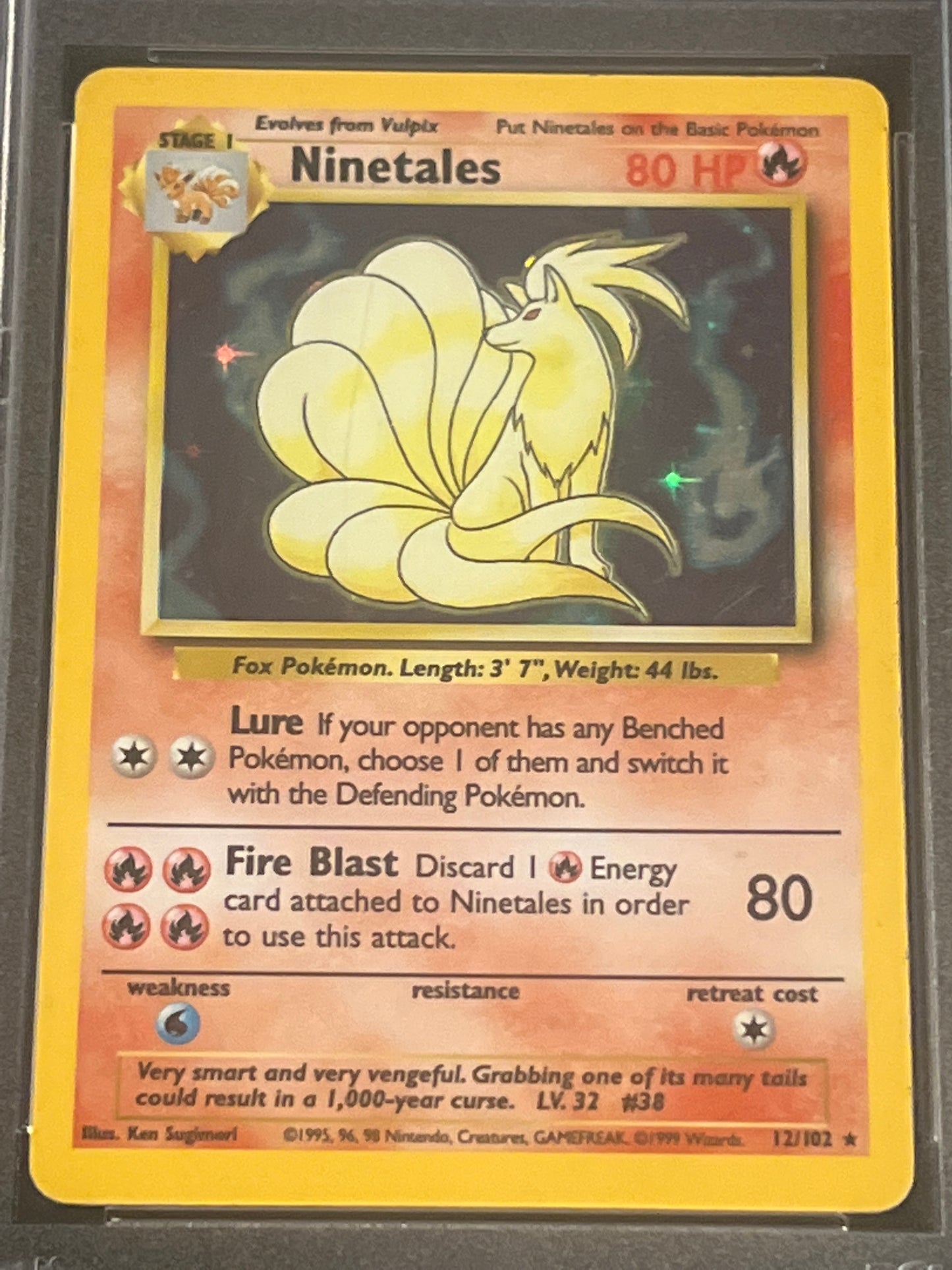 1999 Pokemon Game NINETALES - Holo - PSA 4