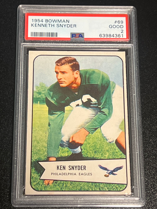 1954 Bowman KENNETH SNYDER  - #69 - PSA 2