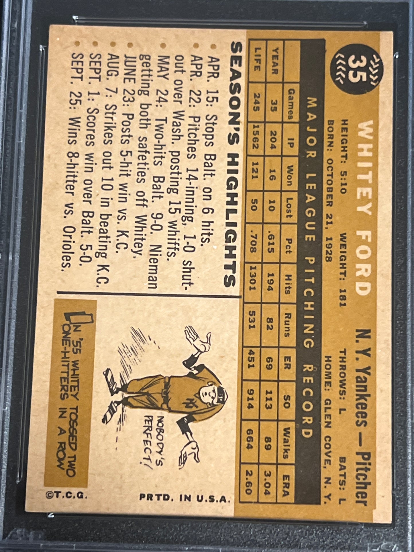 1960 Topps WHITEY FORD - PSA 5.5 #35