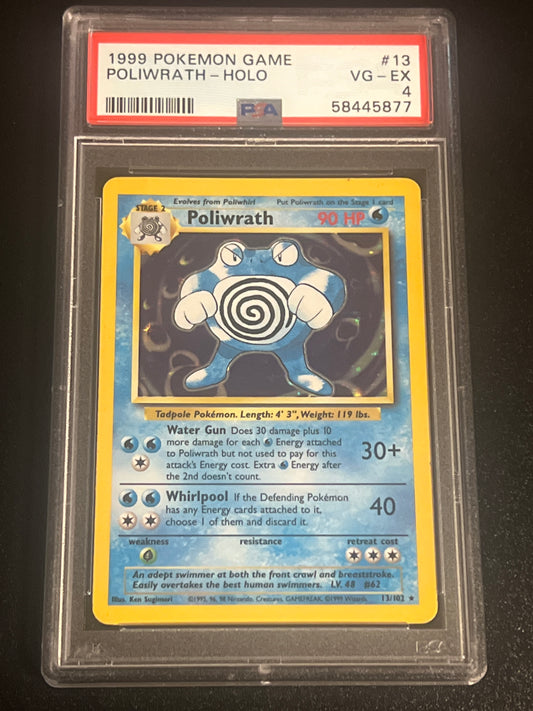 1999 Pokemon Game POLIWRATH - Holo - PSA 4