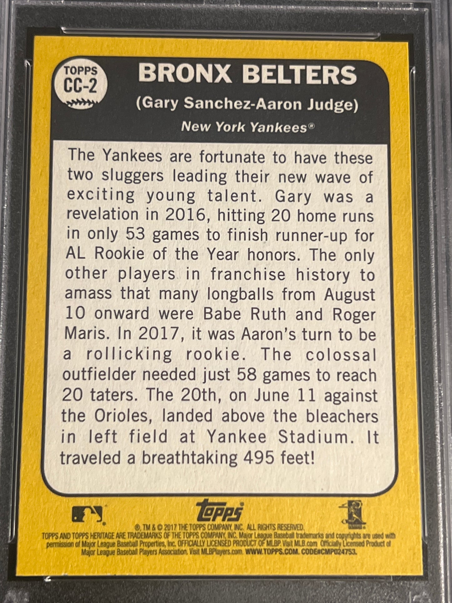 2017 Topps Heritage G. SANCHEZ/A. JUDGE - PSA 10 #CC-2