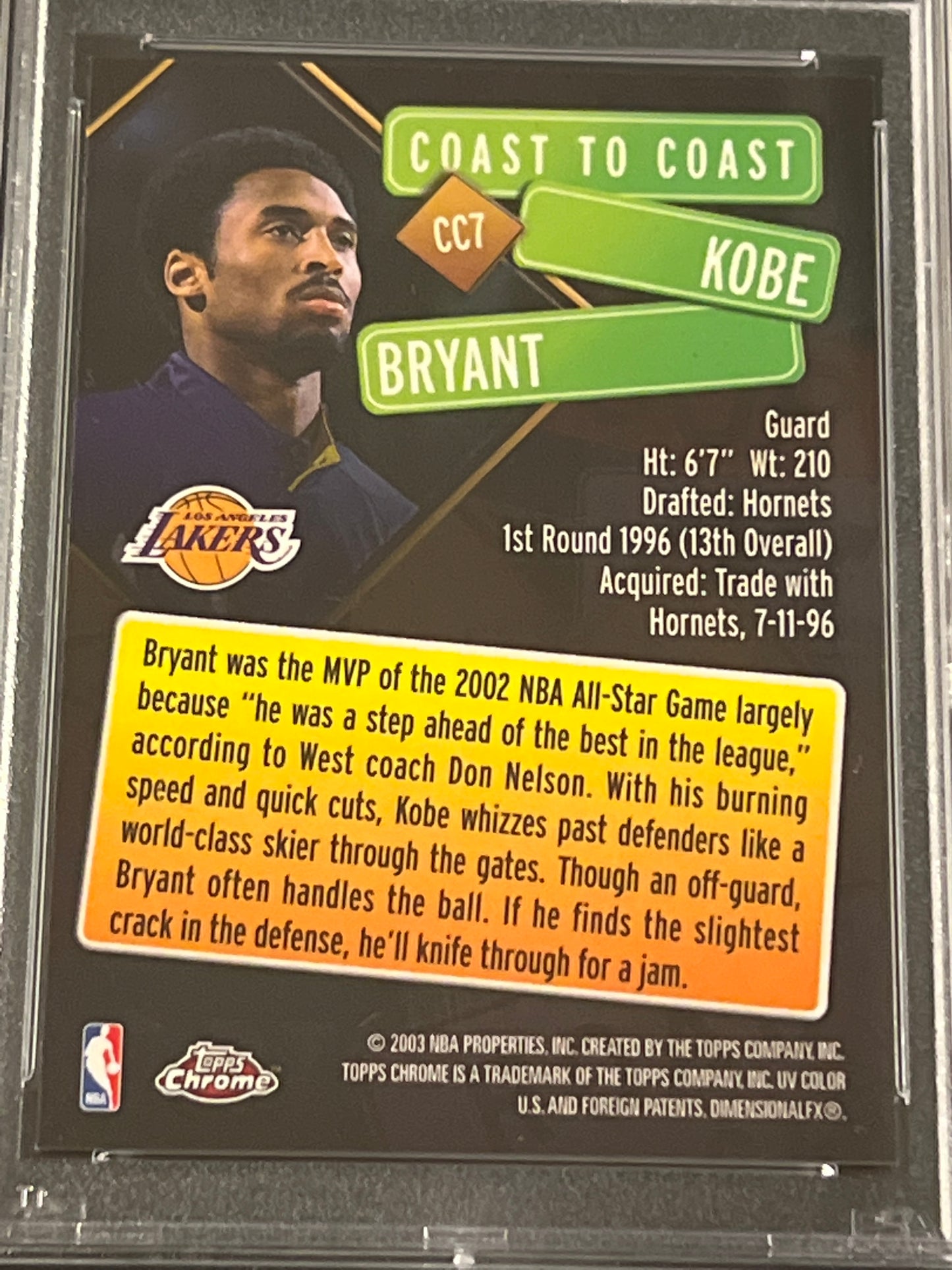 2002 Topps Chrome - KOBE BRYANT - #CC7 - PSA 9