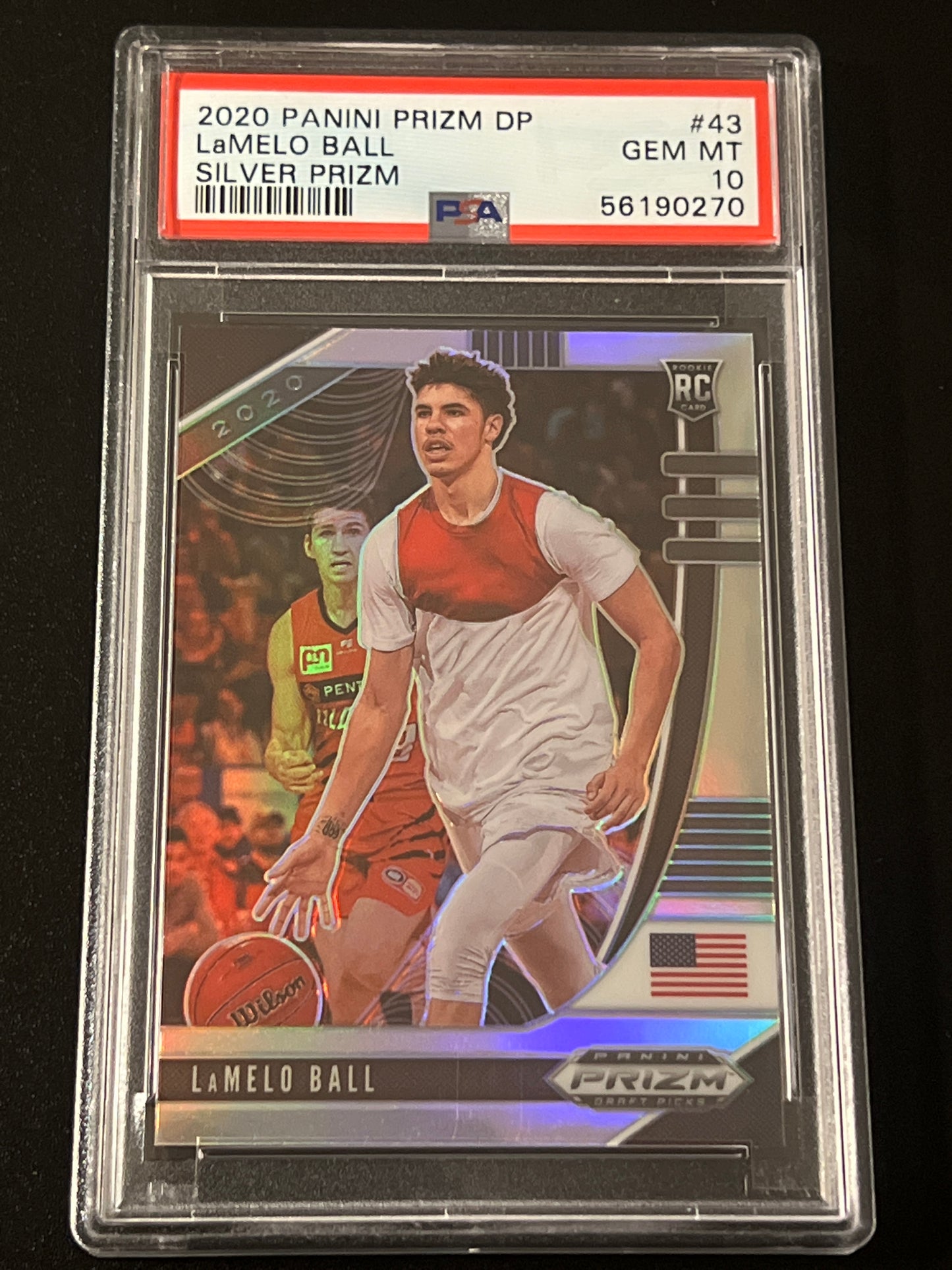 2020 Panini Prizm - LAMELO BALL - RC- #43 - Silver - PSA 10