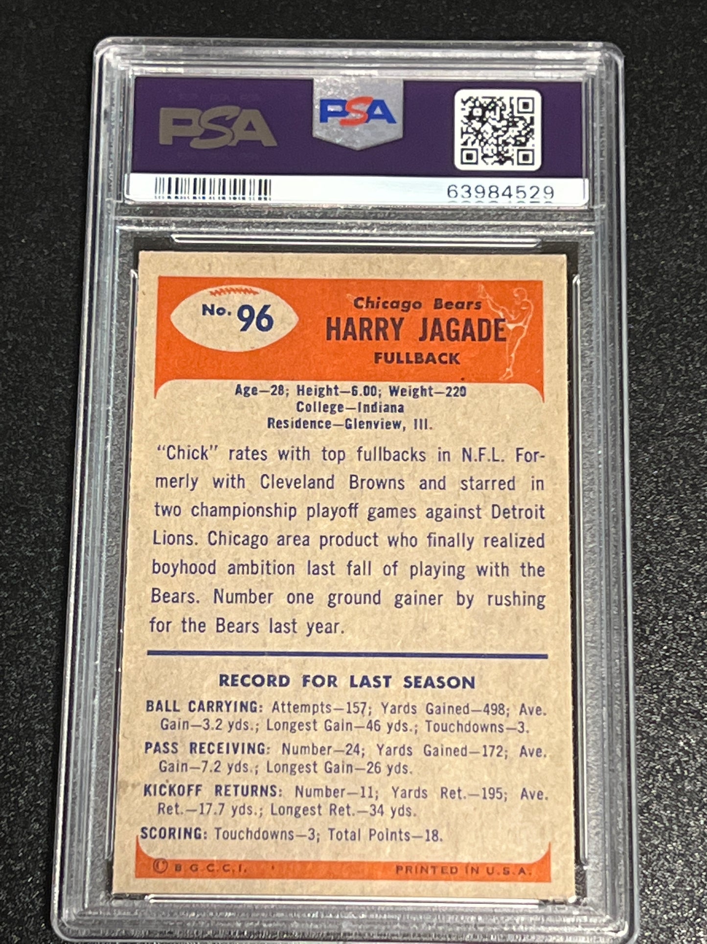 1955 Bowman HARRY JAGADE - #96 - PSA 6