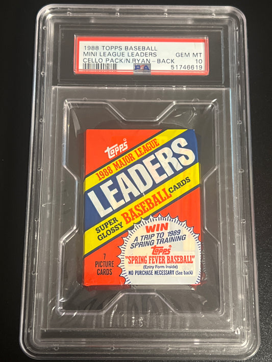 1988 Topps Mini League Leaders UNOPENED PACK - PSA 10 (Nolan Ryan on Back)