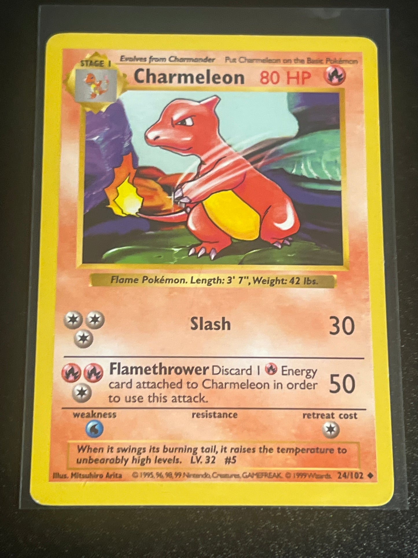 1999 Pokemon CHARMELEON - Shadowless - Base Set - #24