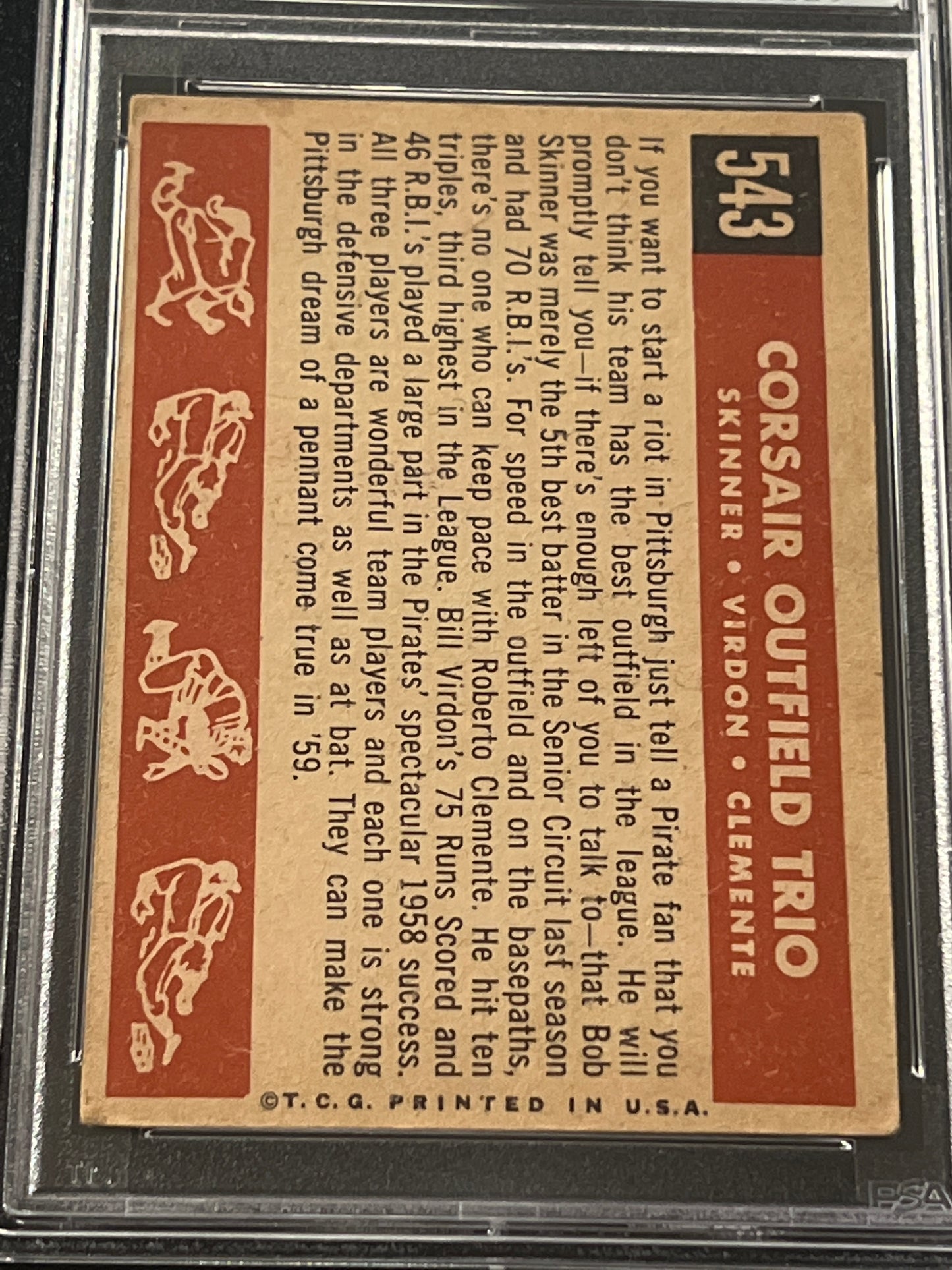 1959 Topps CORSAIR OUTFLD. TRIO SKINNER/VIRDON/CLEMENTE - PSA 2