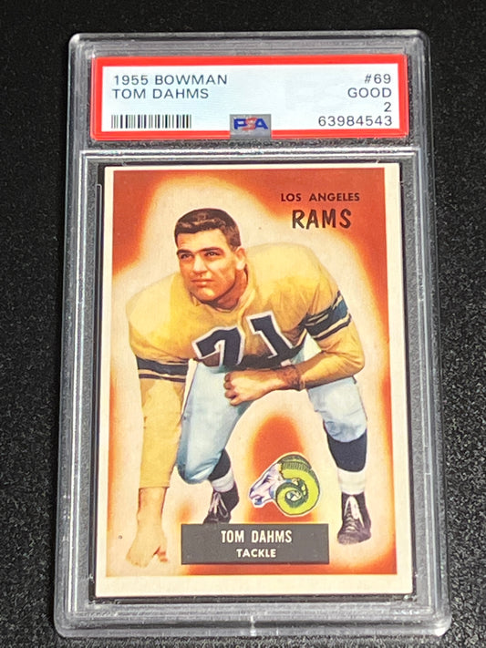 1955 Bowman TOM DAHMS  - RC - #69 - PSA 2