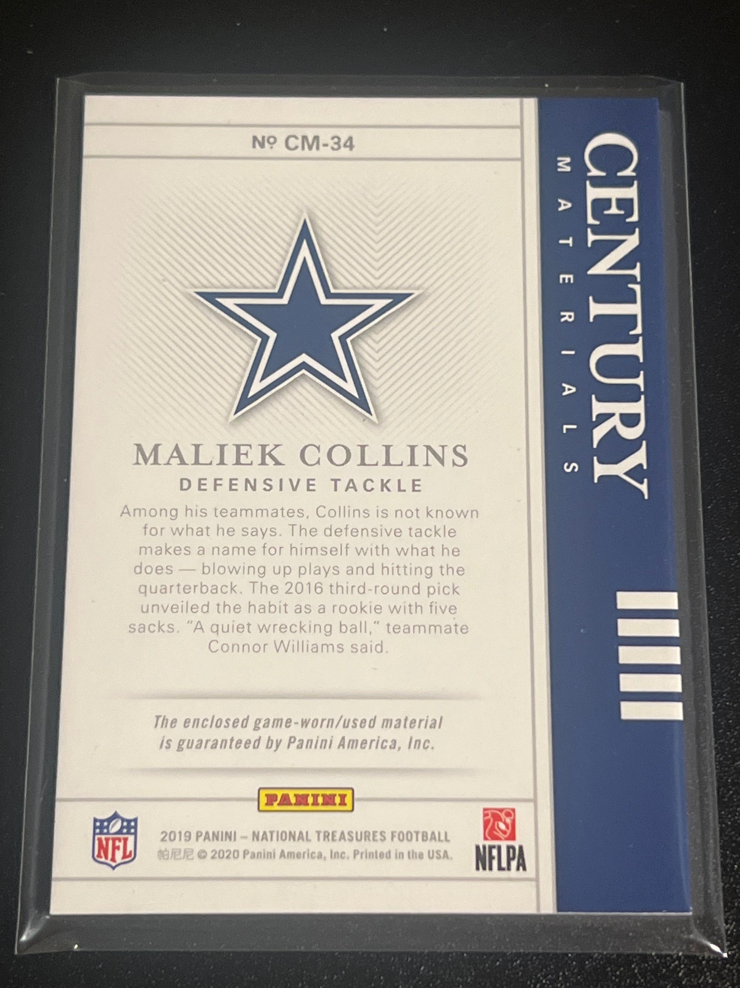 2019 Nat. Treas. MALIEK COLLINS 47/49 - Patch Card #CM-34