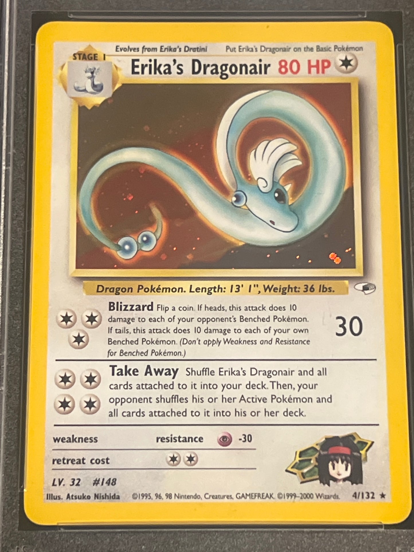 2000 Poekmon GYM Heroes ERIK'S DRAGONAIR - Holo - PSA 9