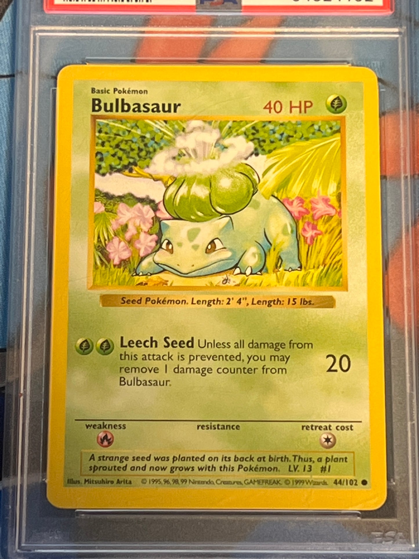 1999 Pokemon Bulbasaur - Shadowless - Graded PSA 8 - #44