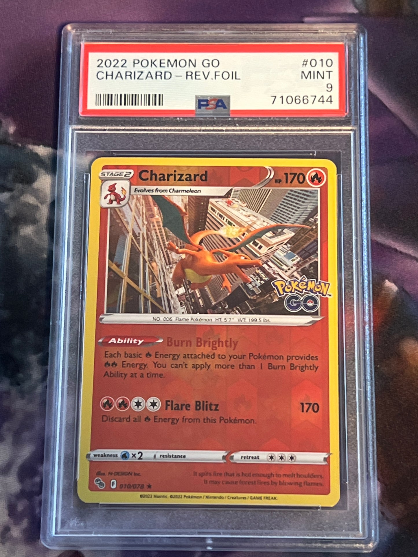 2022 Pokemon Charizard - Reverse Holo - Graded PSA 9 - #010