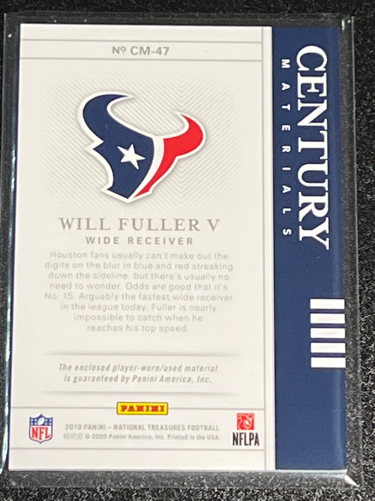 2019 Panini Nat. Treas. WILL FULLER V - Patch Card - 21/49- #CM-47