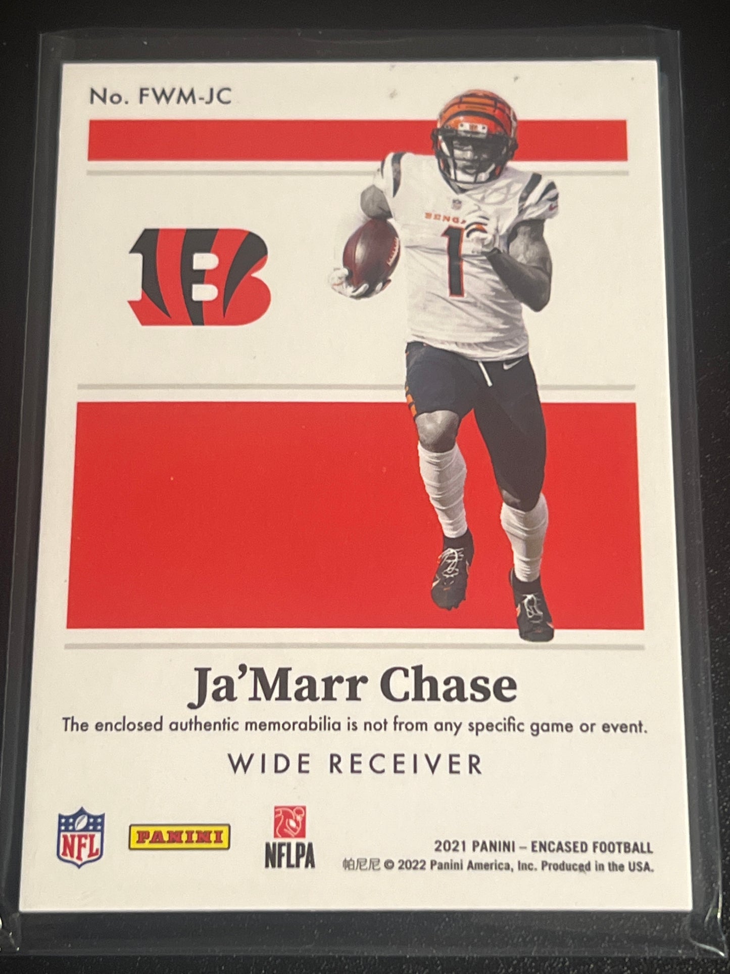 2021 Panini Encased JA'MARR CHASE - RC - Patch Card - 68/75 - #FWM-JC