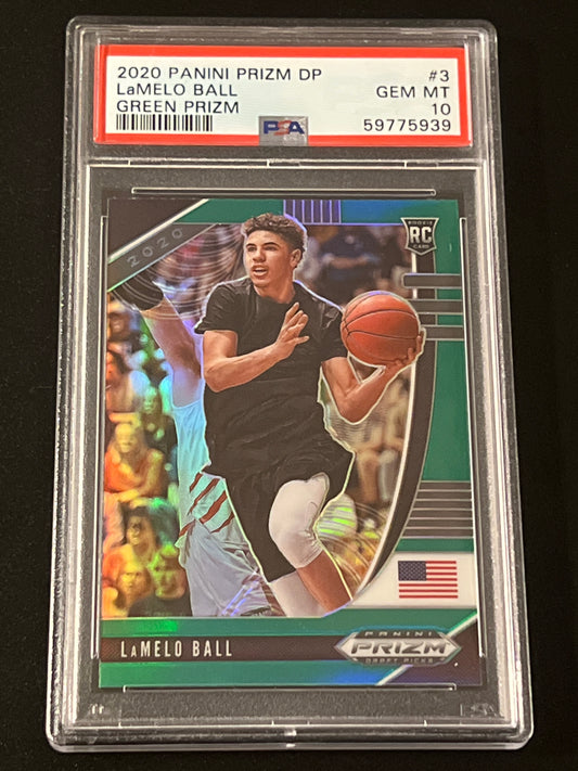 2020 Panini Prizm - LAMELO BALL - RC- #3 - Green - PSA 10