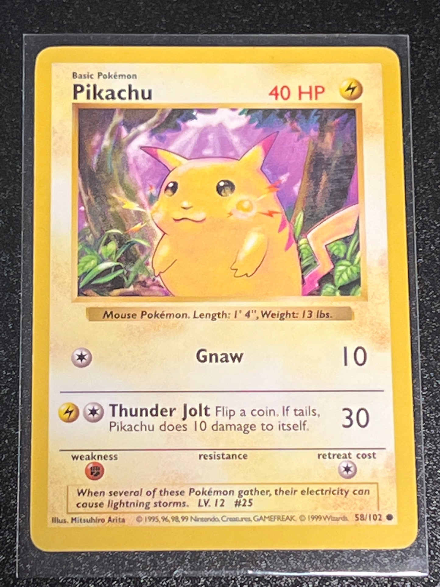 1999 Pokemon PIKACHU - YELLOW CHEEK -  Shadowless #58