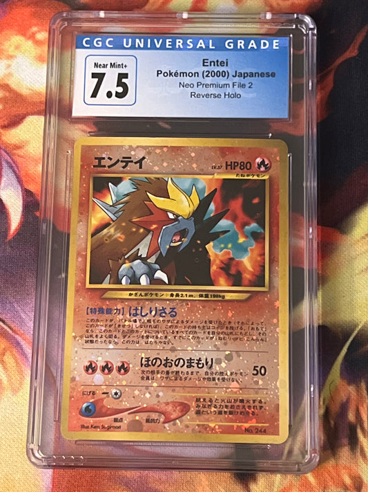 2000 Pokemon Japanese - Entei - Reverse Holo-  Graded CGC 7.5 - #244