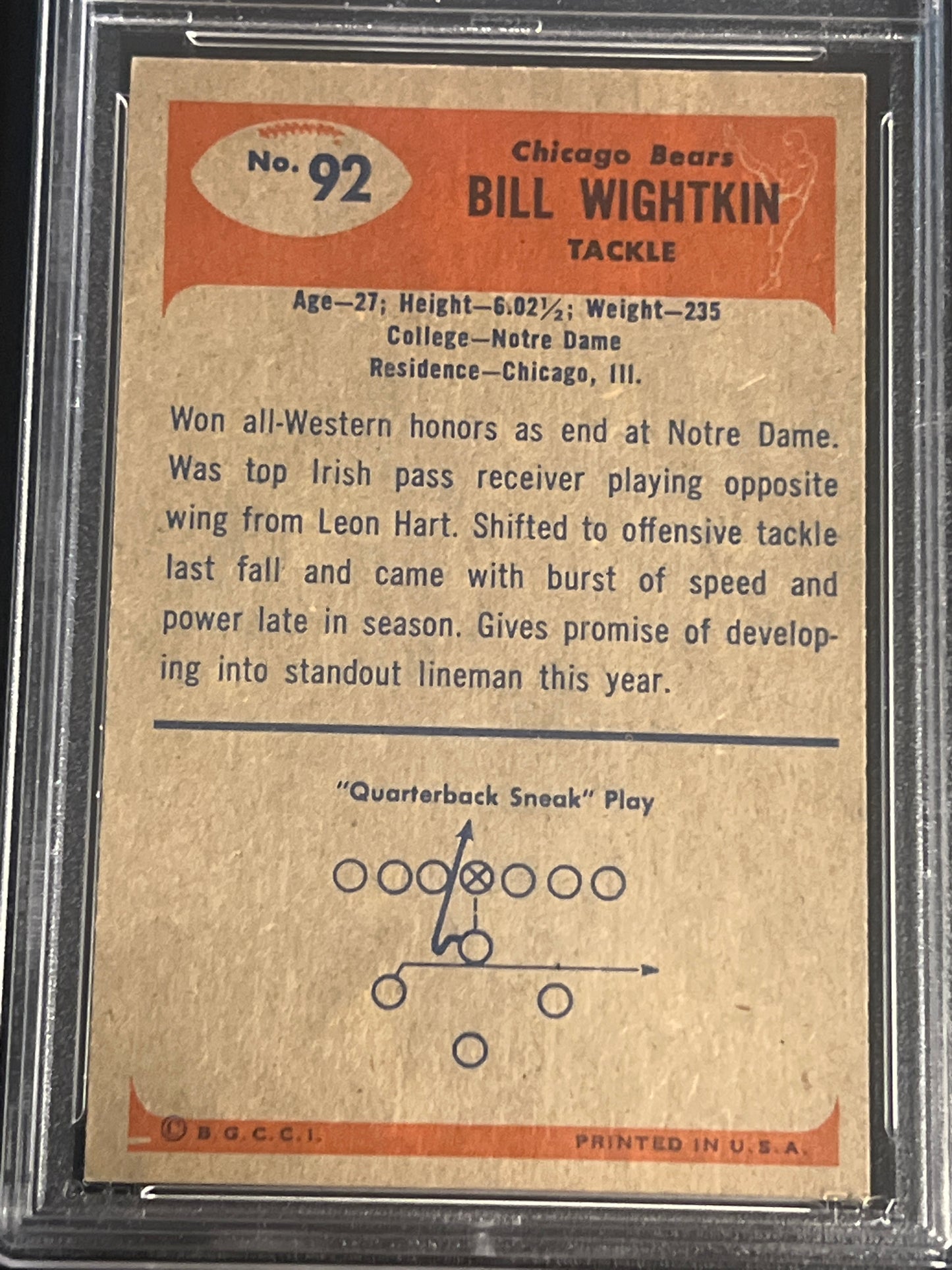 1955 Bowman BILL WIGHTKIN - PSA 7 #92