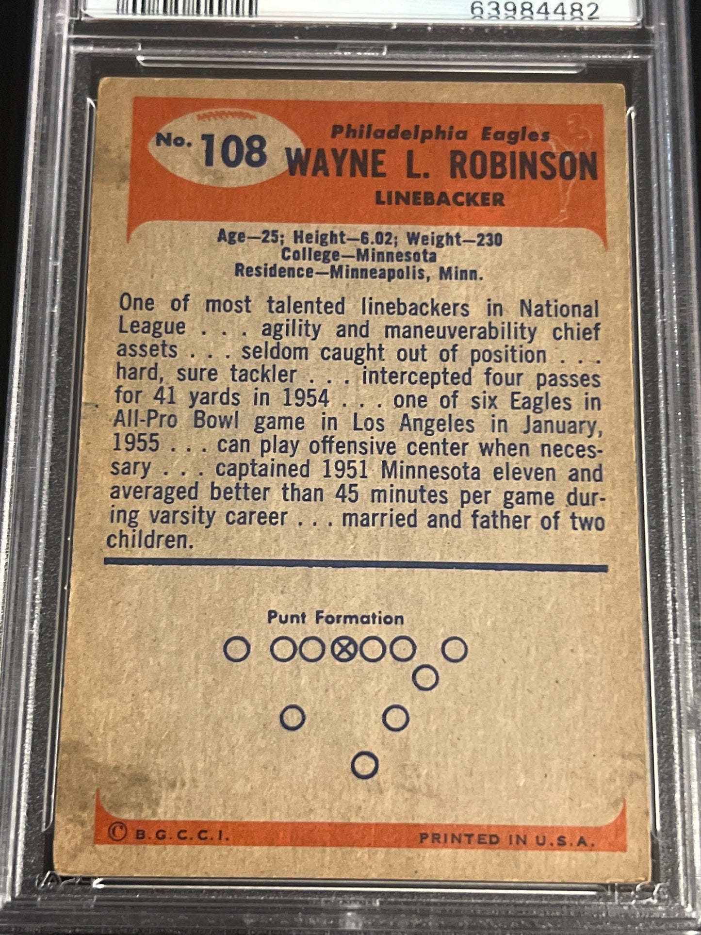 1955 Bowman WAYNE ROBINSON - PSA 4 #108