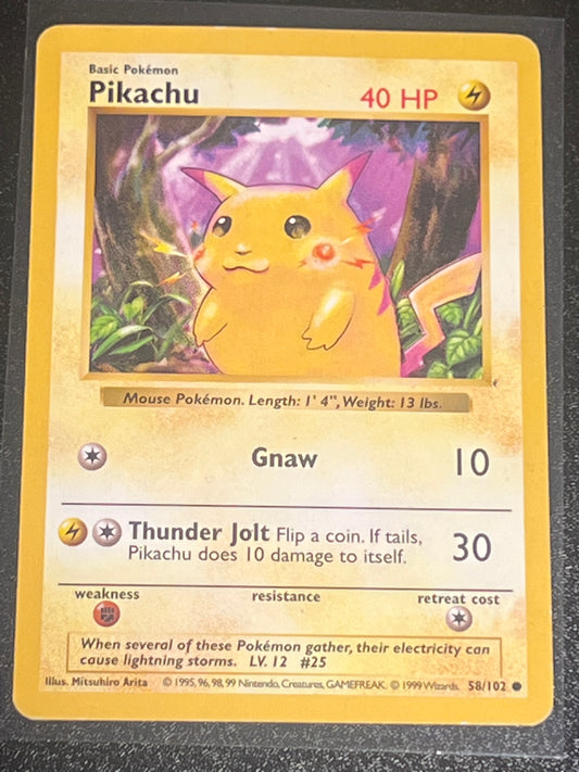 1999 Pokemon PIKACHU - RED CHEEK -  Shadowless #58