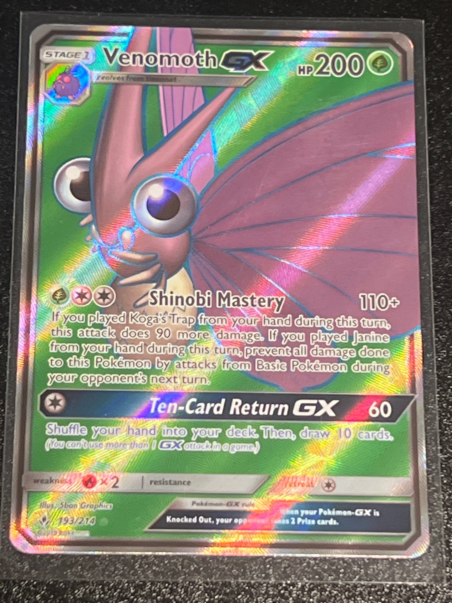 2019 Pokemon VENOMOTH V - Holo - #193