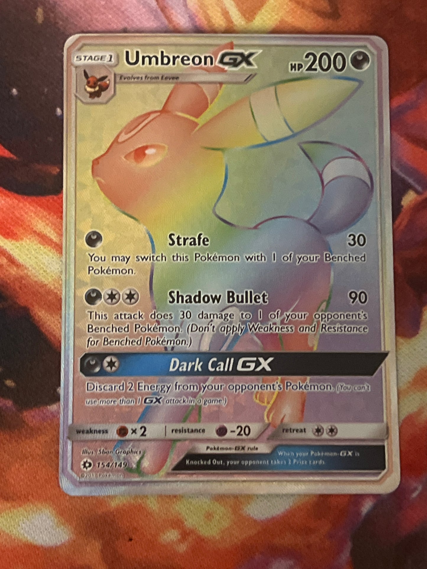 2017 Pokemon Umbreon GX - Secret Rainbow Rare - #154