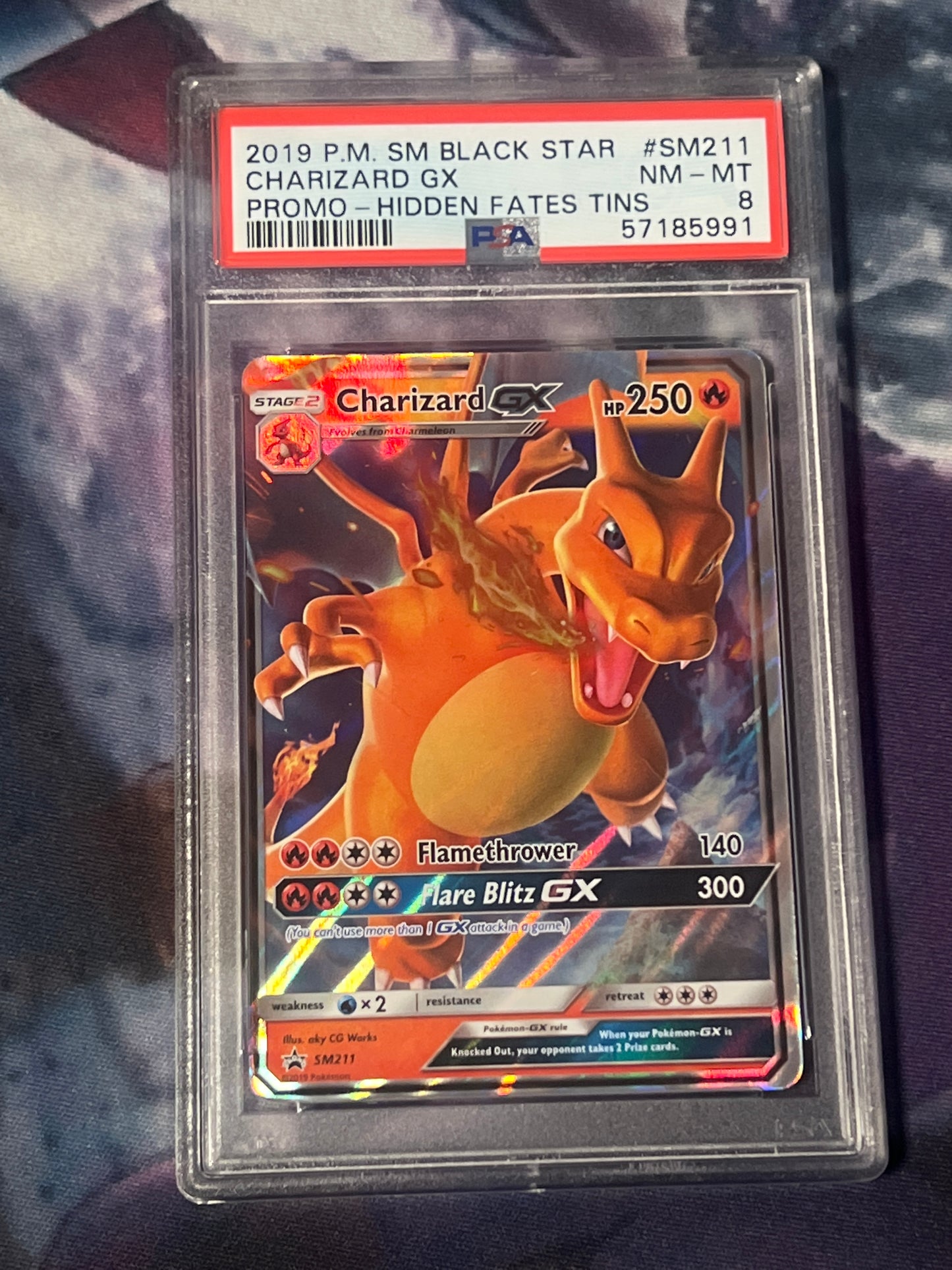 2019 Pokemon - Charizard GX - Hidden Fates Promo - Graded PSA 8 - #SM211