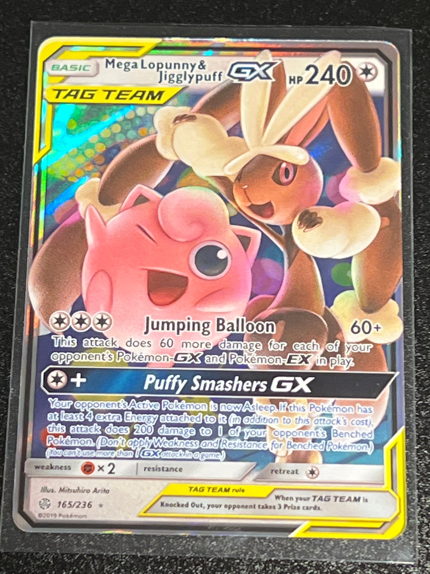 2019 Pokemon MEGA LOPUNNY & JIGGLYPUFF GX - Holo - #165