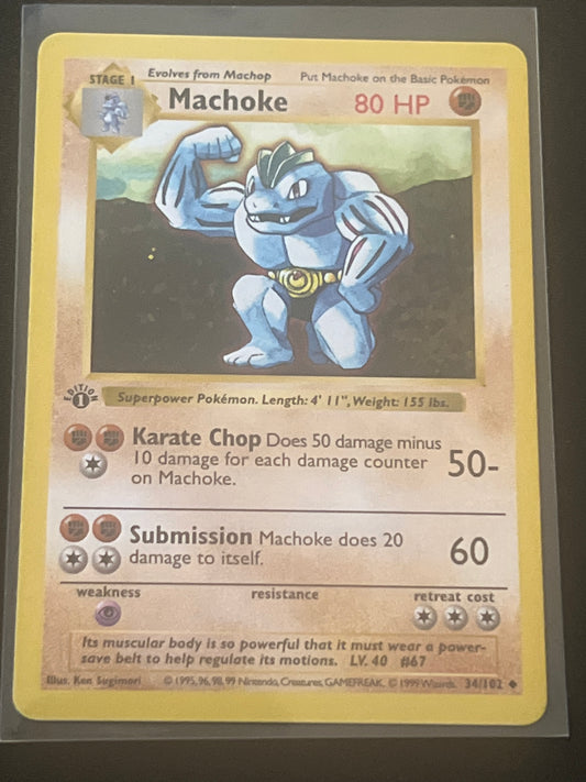 1999 Pokemon MACHOKE - FIRST EDITION - Shadowless - #34