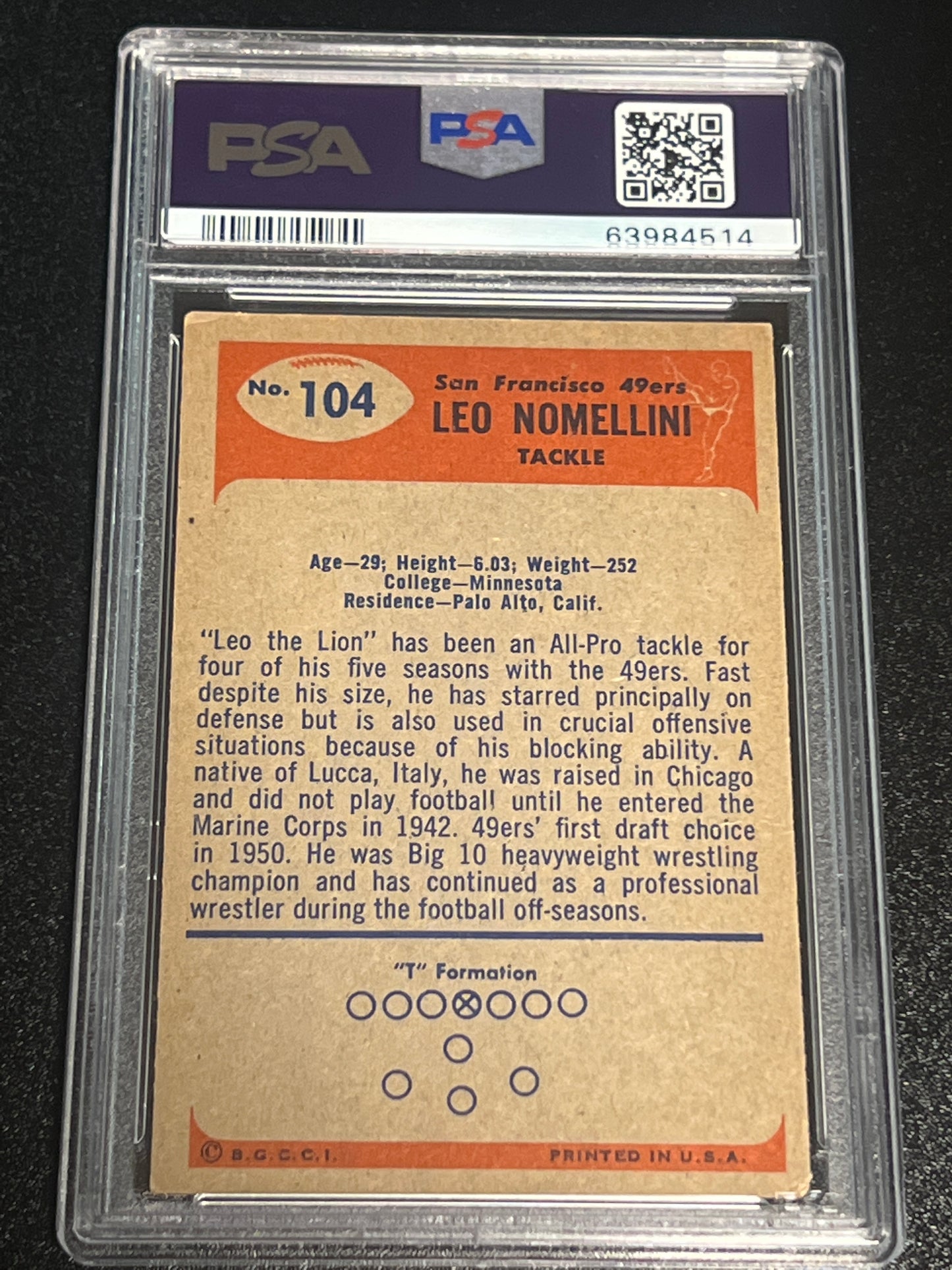 1955 Bowman LEO NOMELLINI - #104 - PSA 4