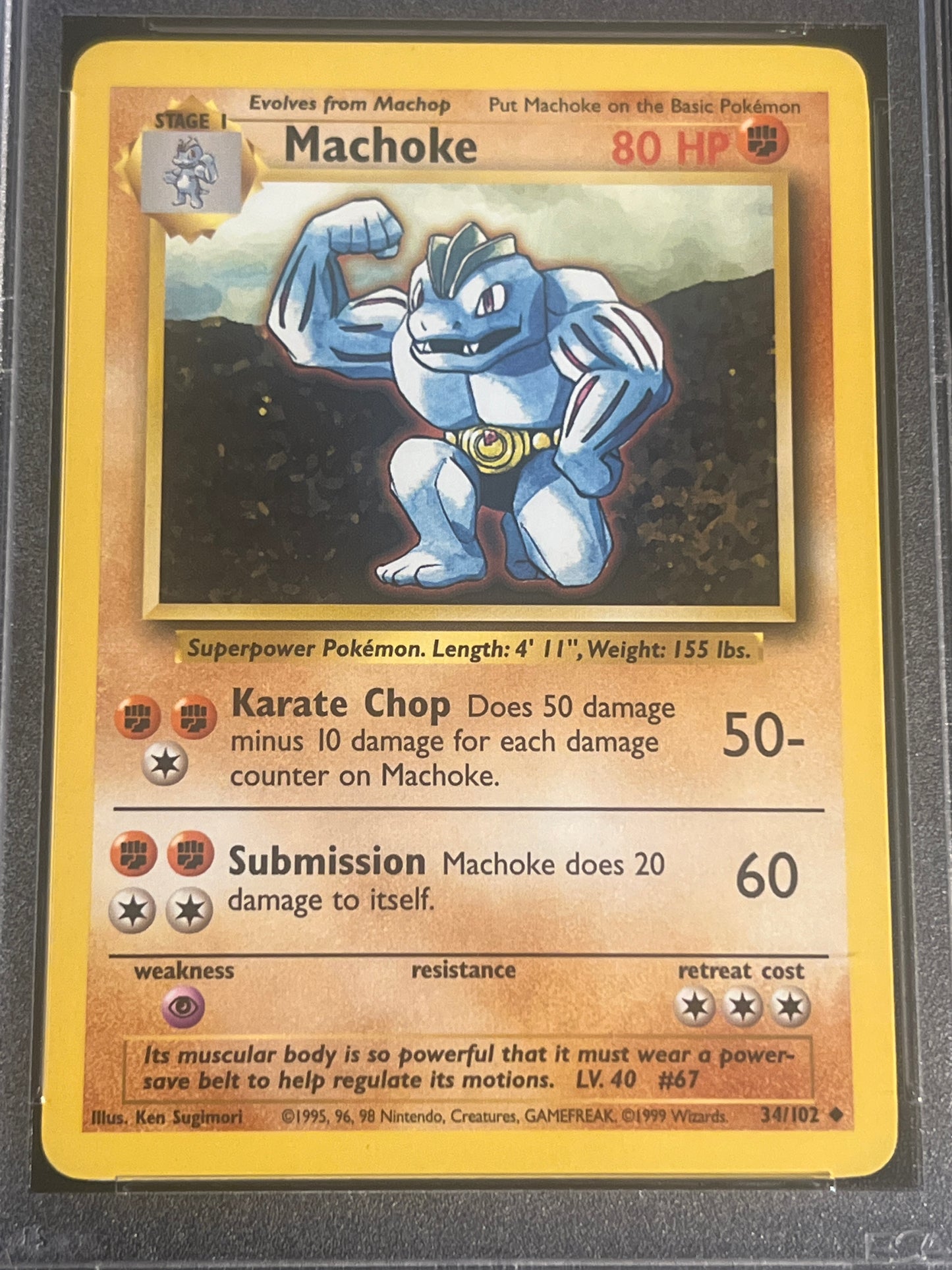 1999 Pokemon Game MACHOKE - PSA 9