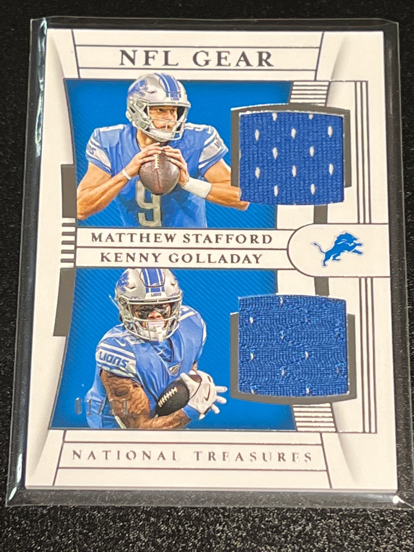 2019 Panini Nat. Treas. MATTHEW STAFFORD / KENNY GOLLADAY - Patch Card - 61/99 - #CM-4