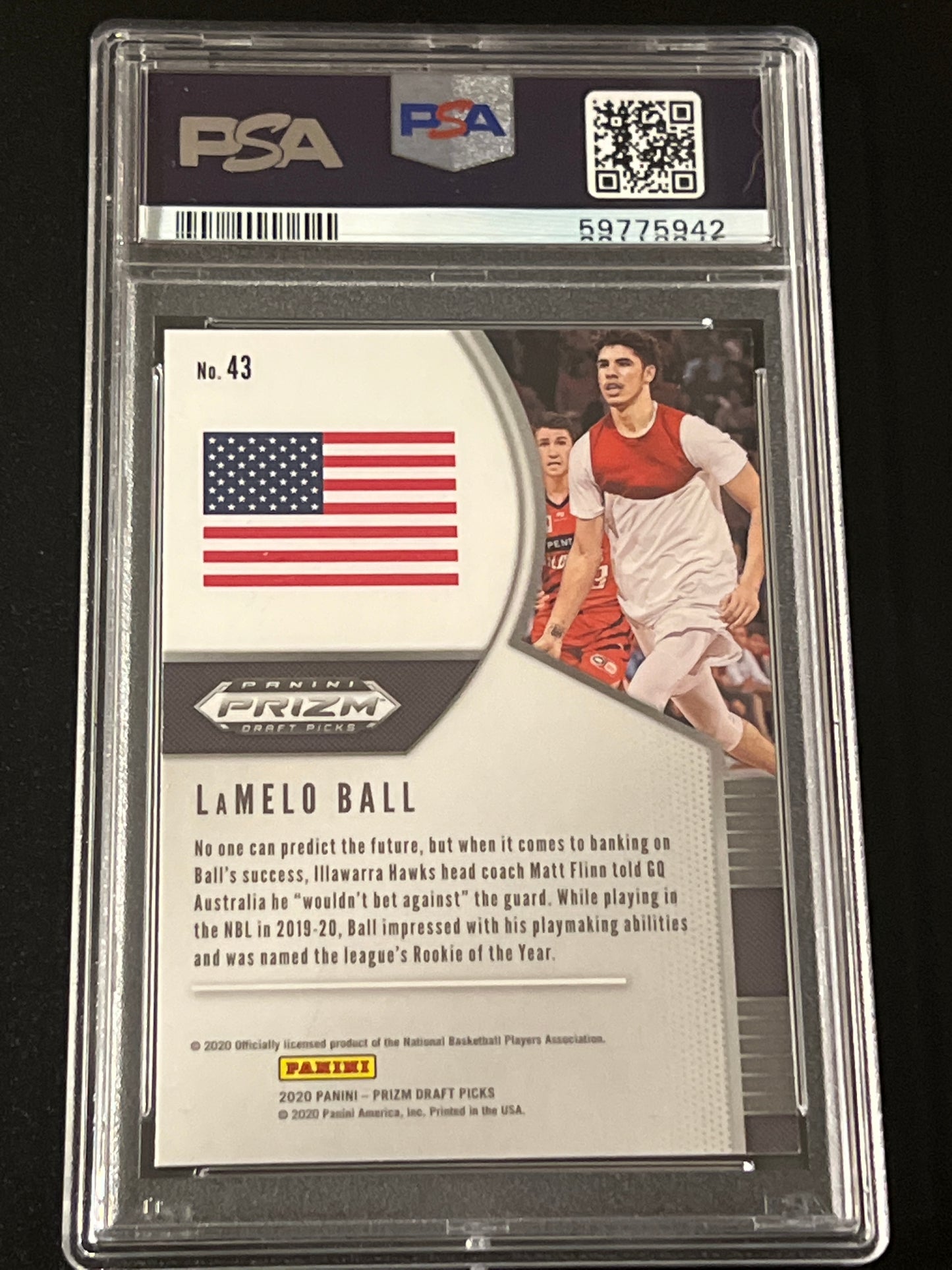 2020 Panini Prizm - LAMELO BALL - RC- #43 - PSA 10