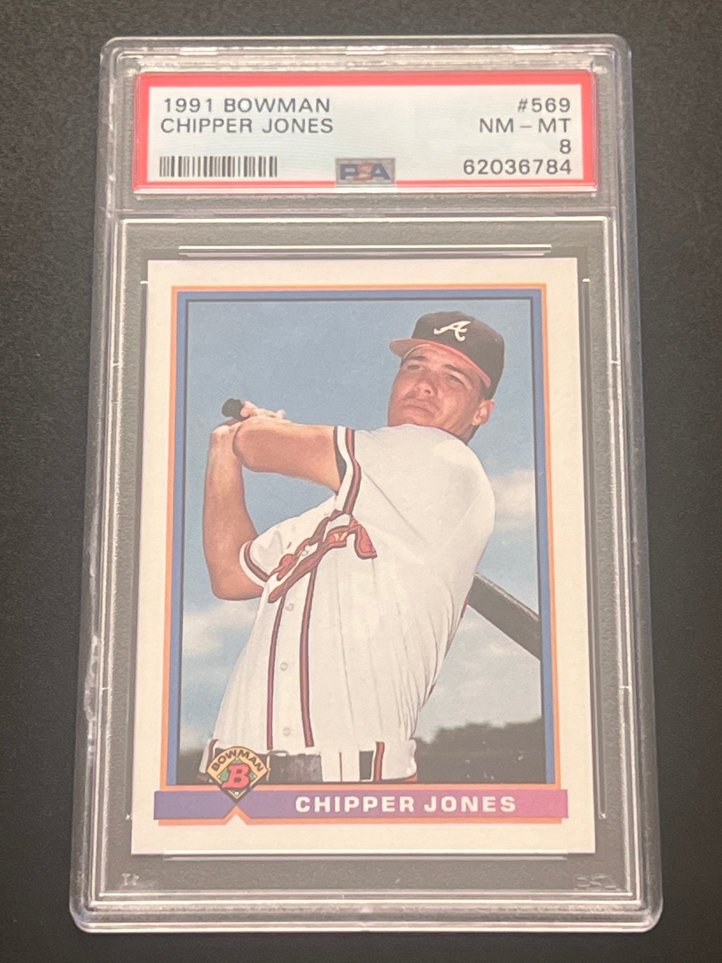 1991 Bowman CHIPPER JONES - #569 - PSA 8 NM-MT