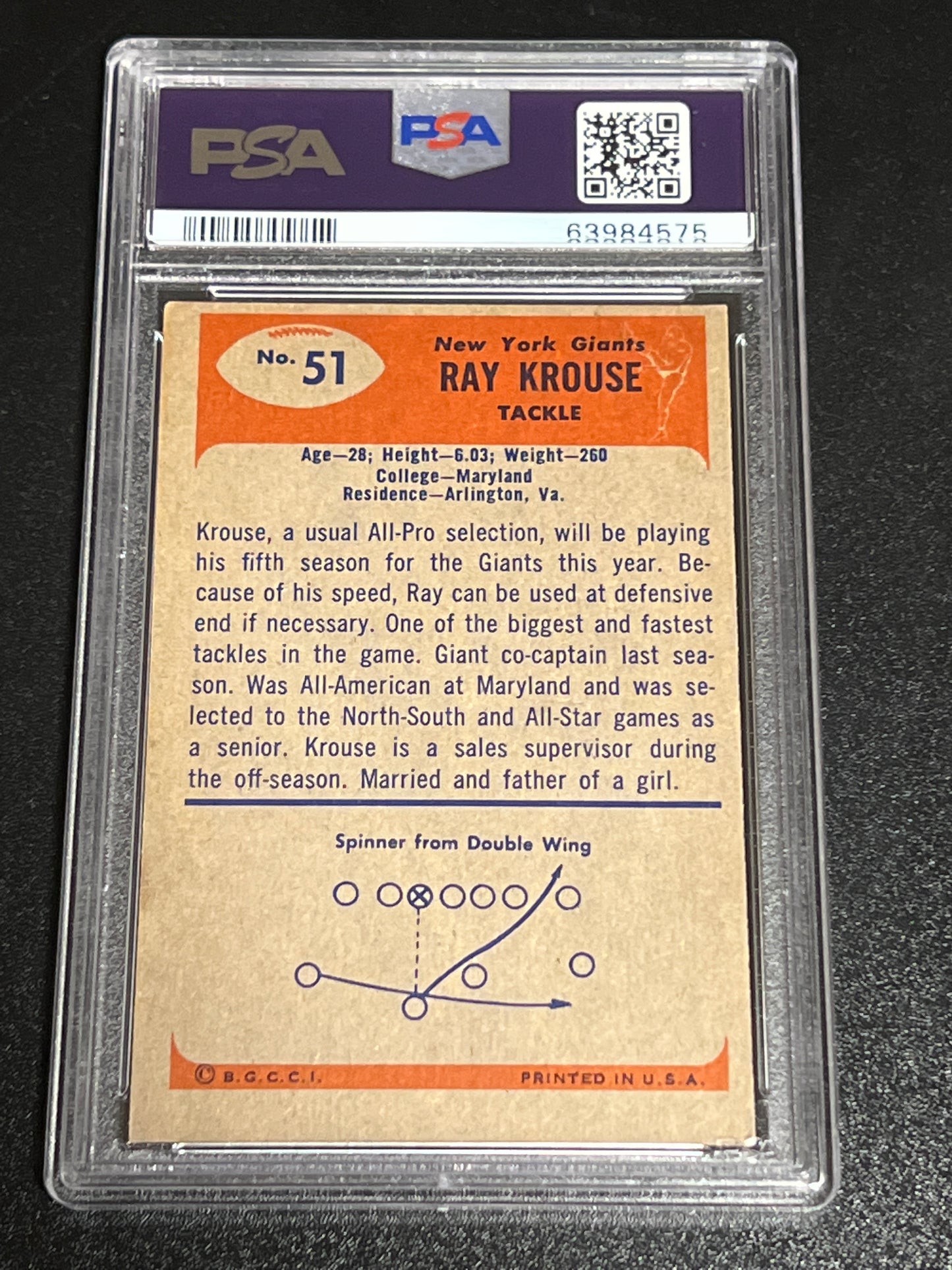 1955 Bowman RAY KROUSE - RC - #51 - PSA 5 (MC)