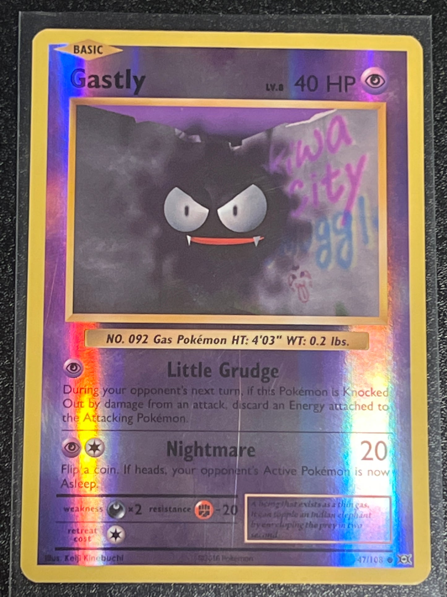 2016 Pokemon GASTLY - Reverse Holo - #47