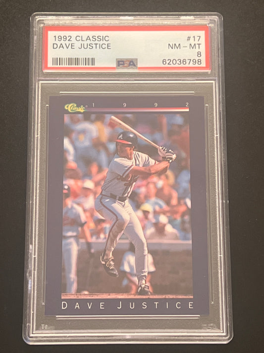 1992 Classic DAVE JUSTICE - #17 - PSA 8 NM-MT